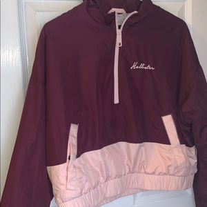 Red Girls Crop Fleece-lined Half-zip Windbreaker